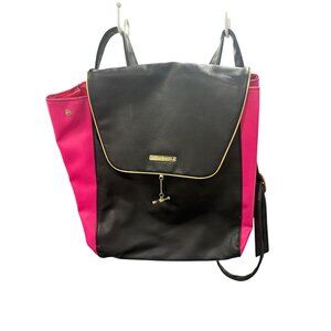 Juicy Couture Pink & Black Backpack With Logo Lining & Gold Accents